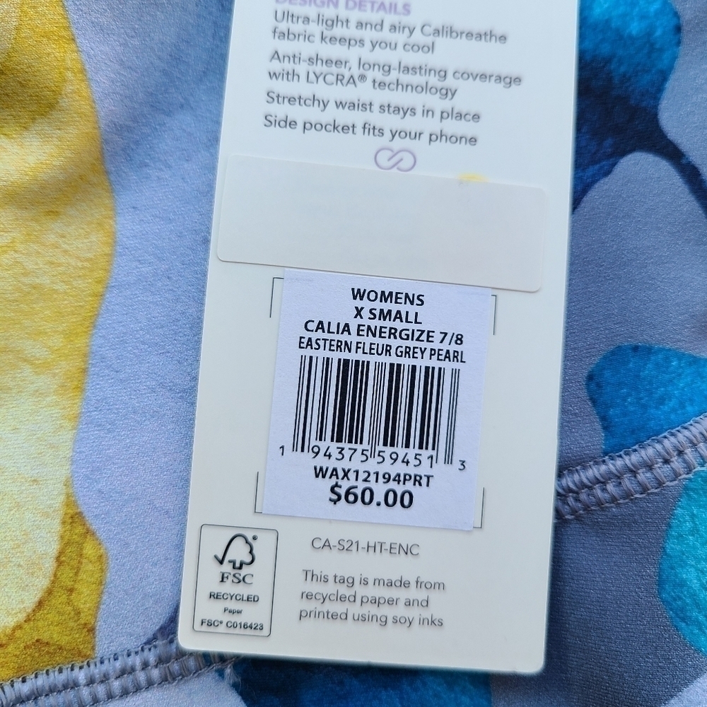 Calia Energize 7/8 Floral Leggings, Size XS - Picture 14 of 14